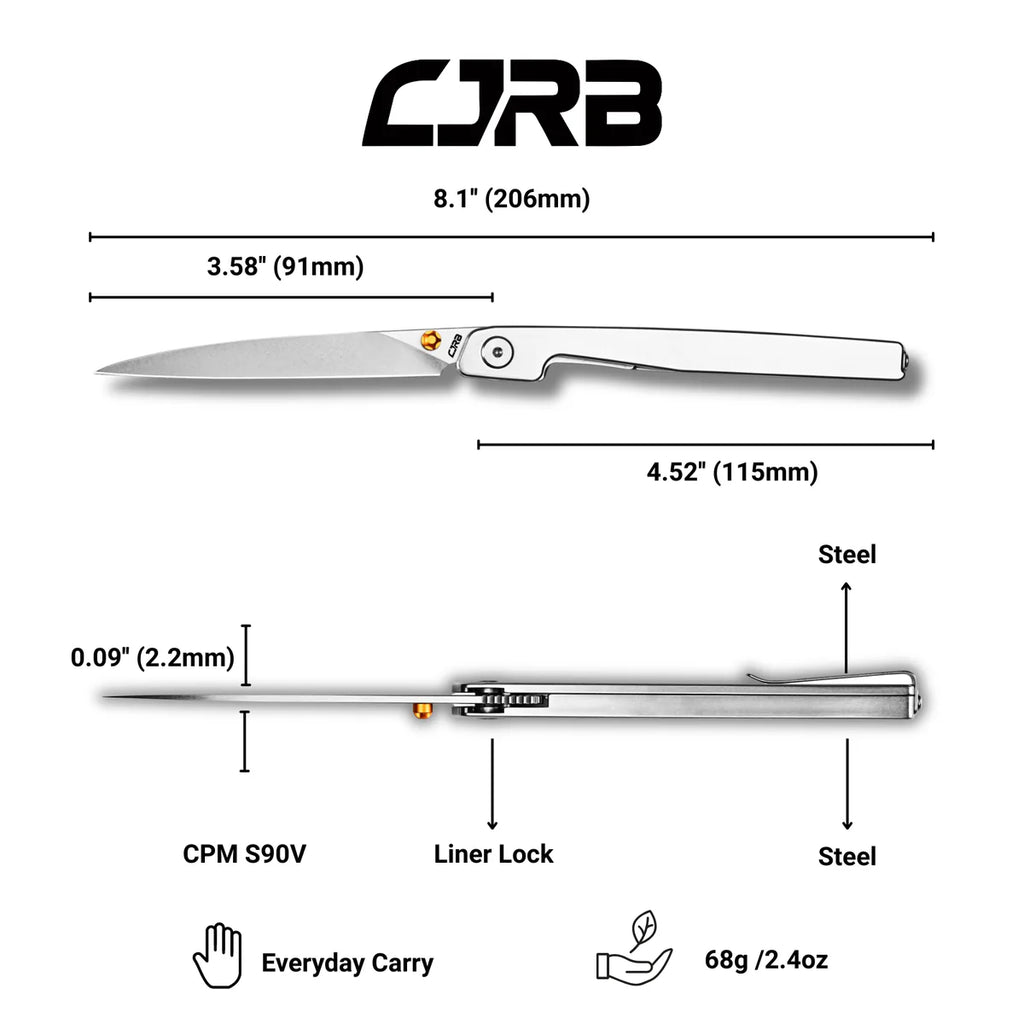Lanky Silver Steel Handle CPM S90V Blade