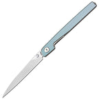 Lanky Light Blue Aluminum Handle 14C28N Blade