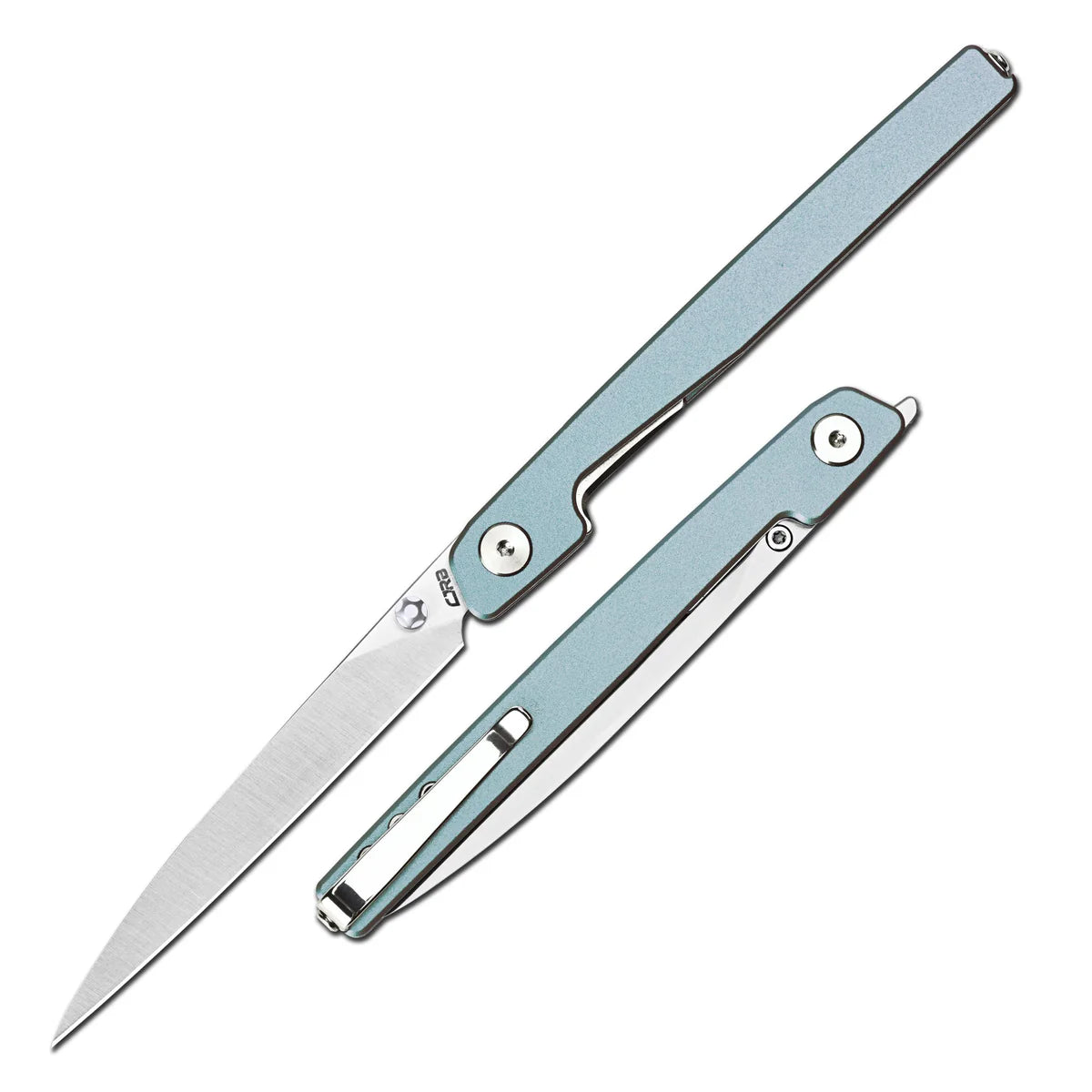 Lanky Light Blue Aluminum Handle 14C28N Blade