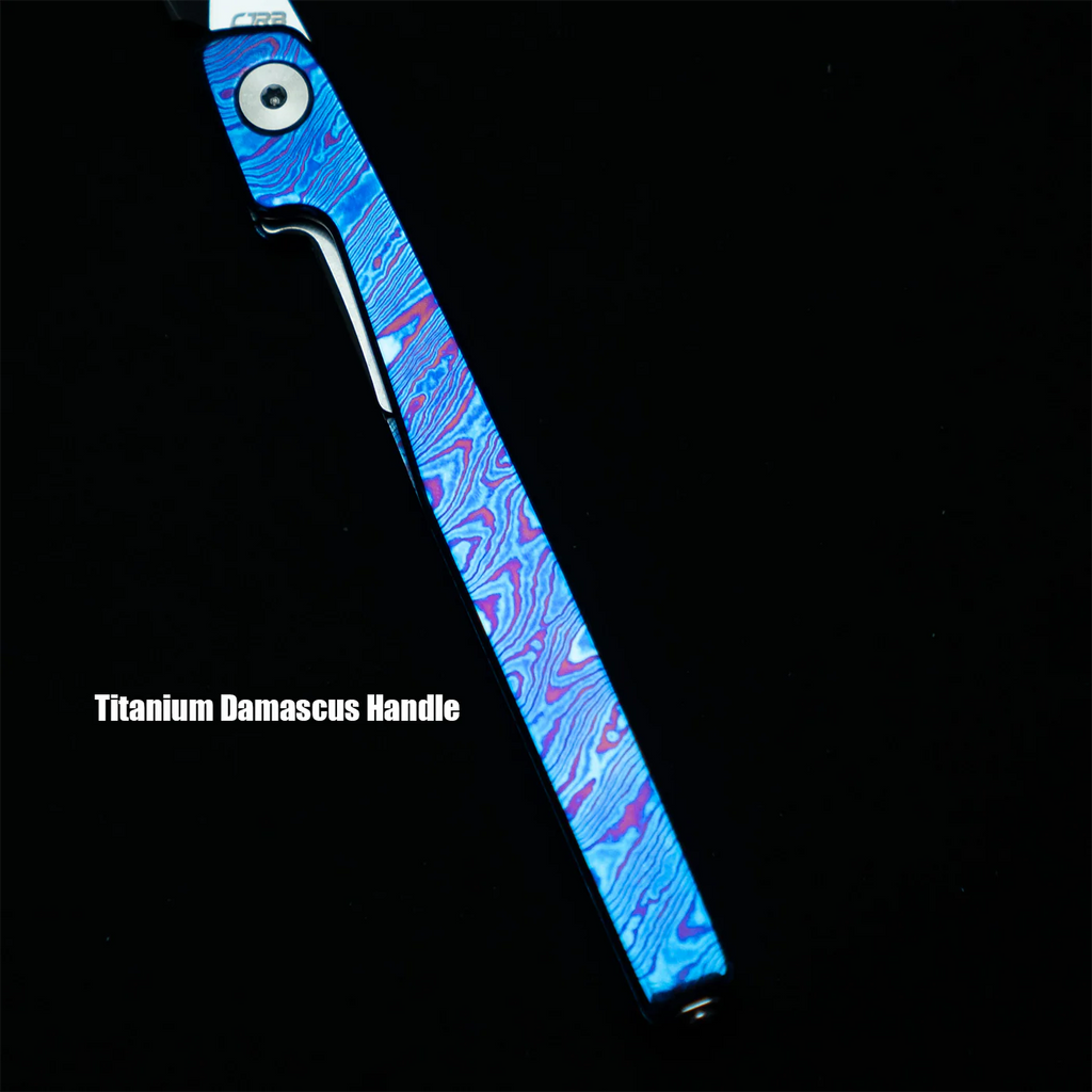Lanky Titanium Damascus Handle & S90V Mirror Polish Blade