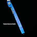 Lanky Titanium Damascus Handle & S90V Mirror Polish Blade