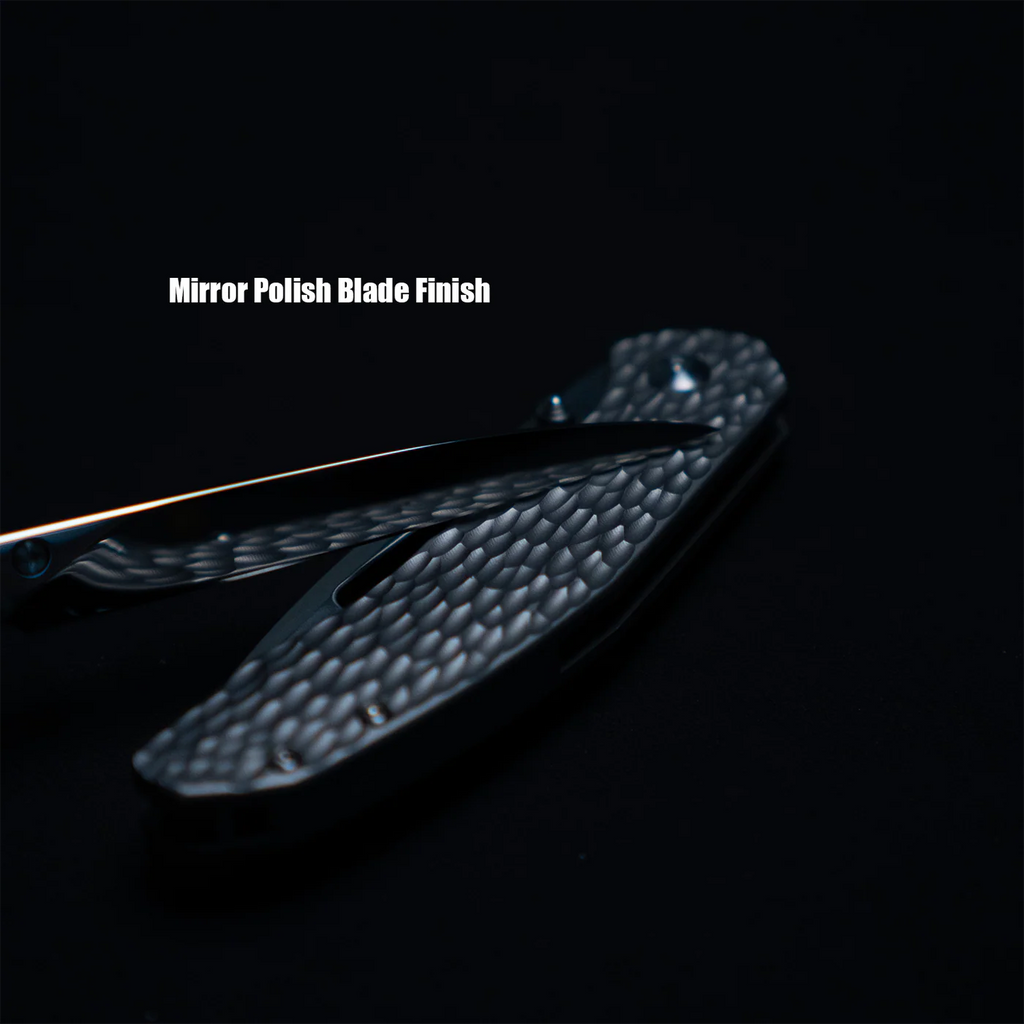 Lanky Titanium Damascus Handle & S90V Mirror Polish Blade