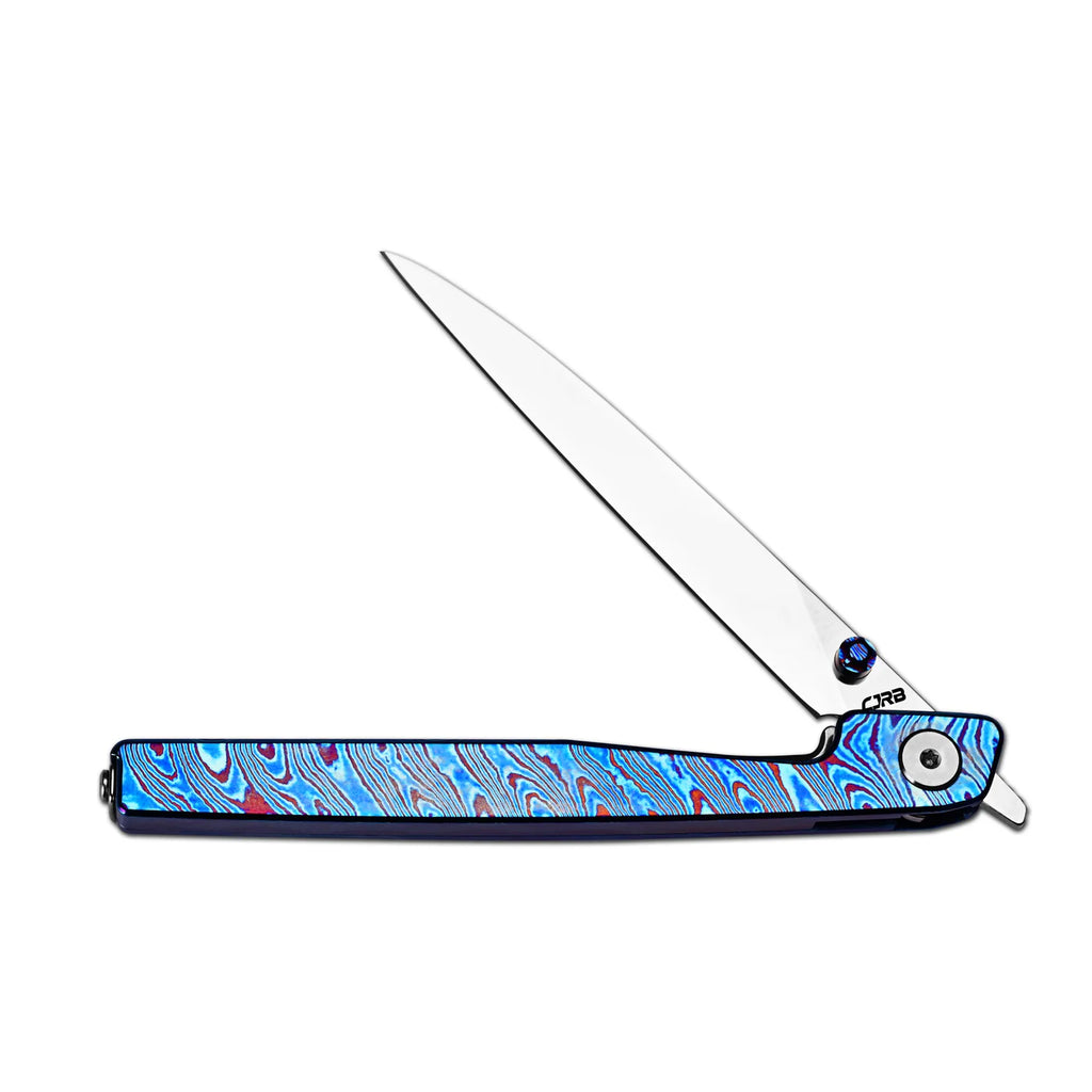 Lanky Titanium Damascus Handle & S90V Mirror Polish Blade