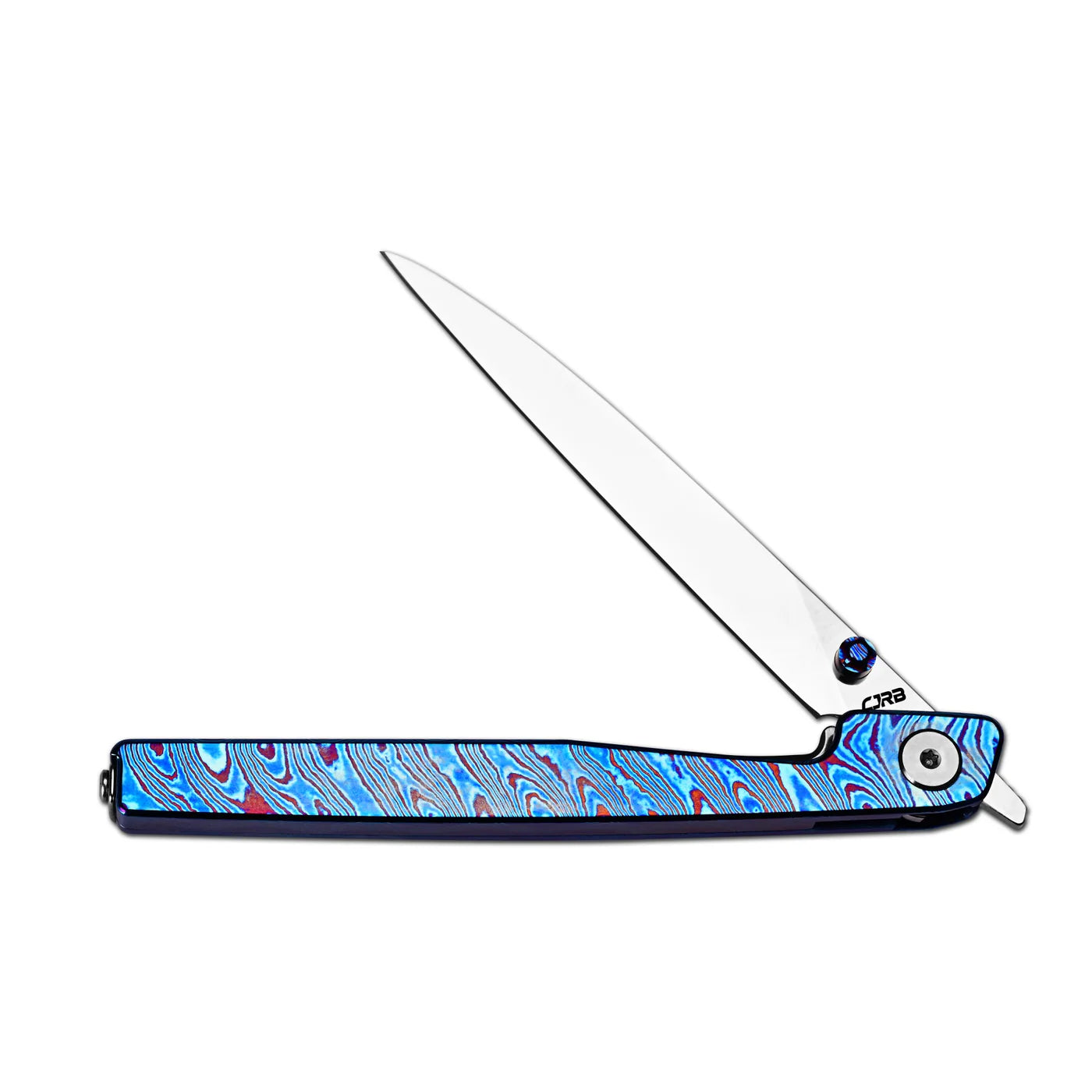 Lanky Titanium Damascus Handle & S90V Mirror Polish Blade