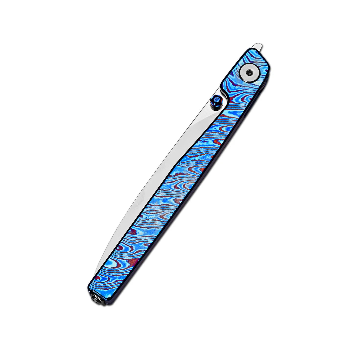 Lanky Titanium Damascus Handle & S90V Mirror Polish Blade