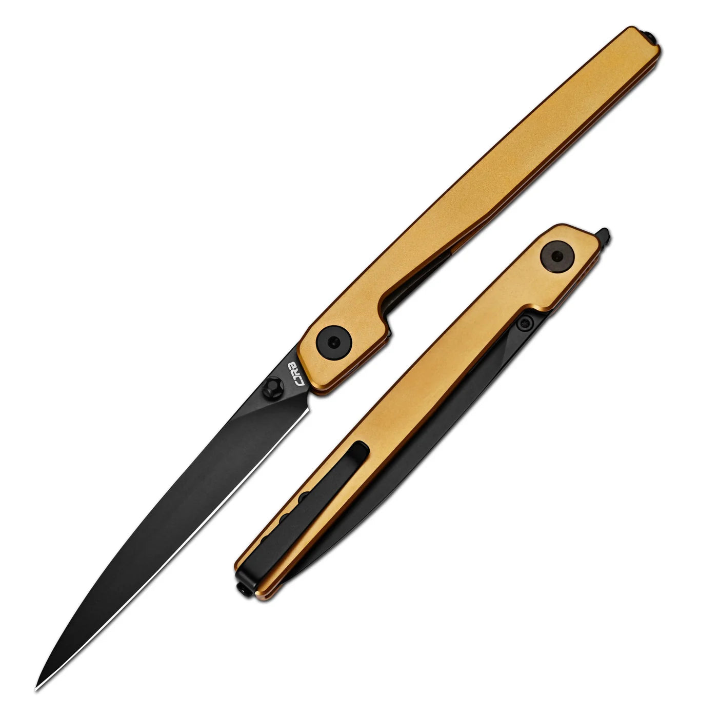 Lanky Gold Titanium Handle & S90V Black PVD Coating Blade