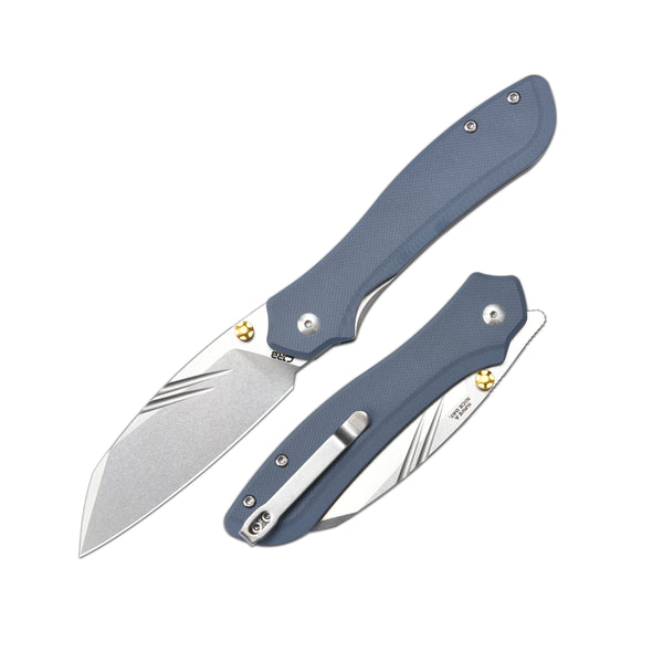 Fugly Grey Blue G10 Handle & Stonewashed Blade