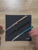 Lanky Blue Aluminum Handle & Sand Polished Blade