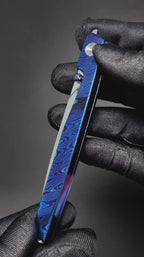 Lanky Titanium Damascus Handle & S90V Mirror Polish Blade